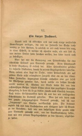 VI. Ein kurzes Nachwort