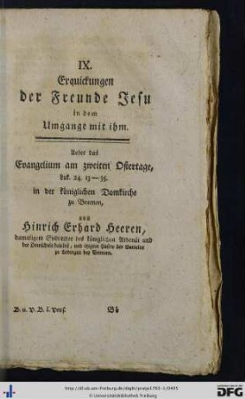 IX. Erquickungen der Freunde Jesu in dem Umgange mit ihm.