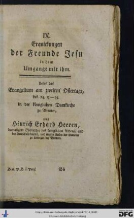 IX. Erquickungen der Freunde Jesu in dem Umgange mit ihm.