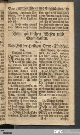 Vom göttlichen Wesen und Eigenschaften, oder: Aufs Fest der Heiligen Drey-Einigkeit.