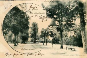 Postkartenalbum. "Gruss aus Karlsruhe". Westendstraße (Reinhold-Frank-Straße)