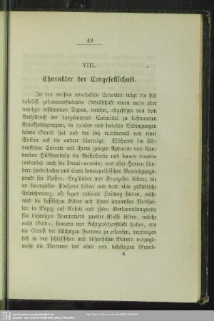 VIII. Charakter der Curgesellschaft