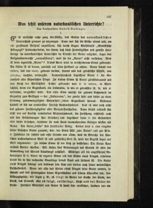 Was fehlt unserem naturkundlichen Unterrichte?