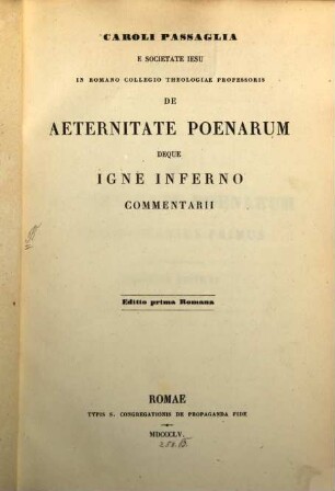 De aeternitate poenarum deque igne inferno commentarii