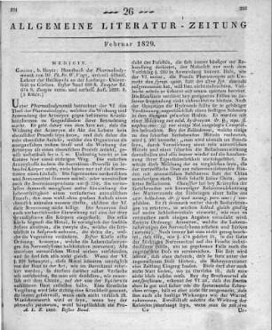 Vogt, P. F. W.: Lehrbuch der Pharmakodynamik. 2. Aufl. Bd. 1-2. Giessen: Heyer 1828