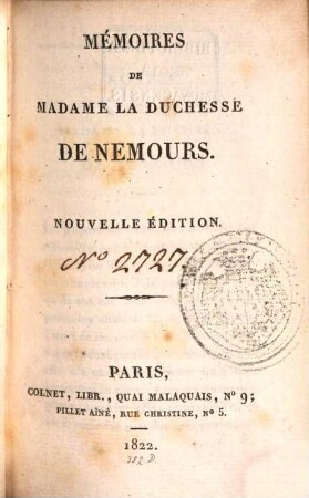 Mémoires de Madame la Duchesse de Nemours