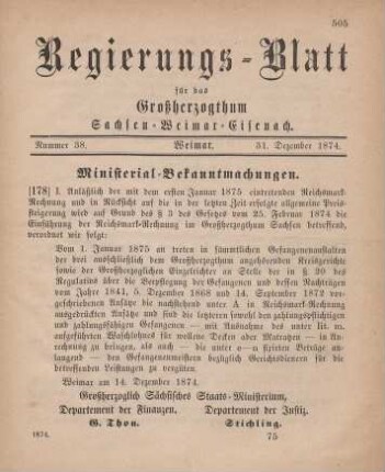 Nr. 38 : 31. Dezember 1874