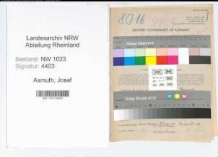 Entnazifizierung Josef Asmuth , geb. 26.06.1898 (Schweisser)