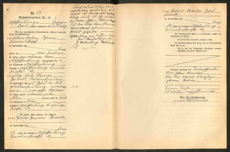 Standesamtsbuch der Stadt Aschaffenburg: Eheschließungen 252/1930 - 130/1931