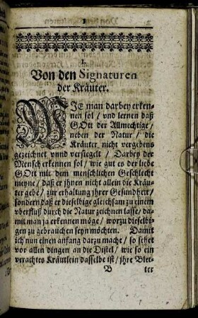 1. Von den Signaturen der Kräuter.