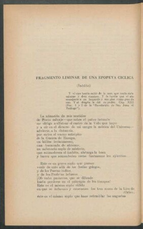 Fragmento liminar de una epopeya cíclica