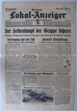 Tageszeitung "Berliner Lokal-Anzeiger" u..a über die Lage an der deutschen Ostfront