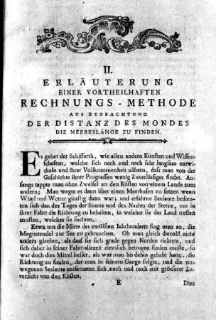 II. Erläuterung einer vorteilhaften Rechnungs-Methode.