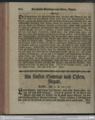 Am fünften Sonntage nach Ostern, Rogate. Epistel, Jac. 1. v. 22-27