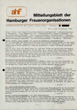 Mitteilungsblatt der Hamburger Frauenorganisation