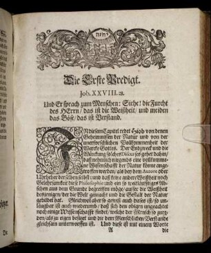 Die Erste Predigt. Joh. XXVIII. 28.