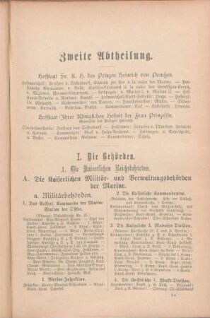 A. Die Kaiserlichen Militär- und Verwaltungsbehörden der Marine.