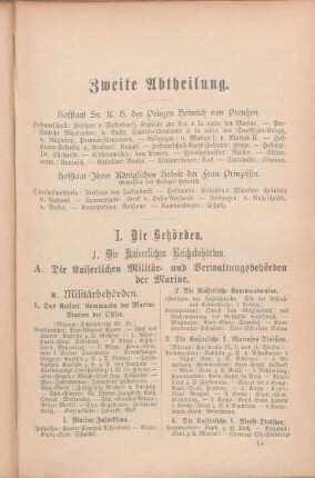 A. Die Kaiserlichen Militär- und Verwaltungsbehörden der Marine.