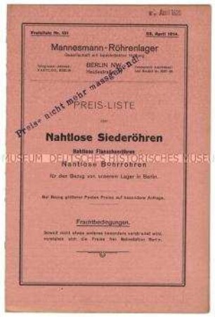 Preisliste über nahtlose Flanschrohre