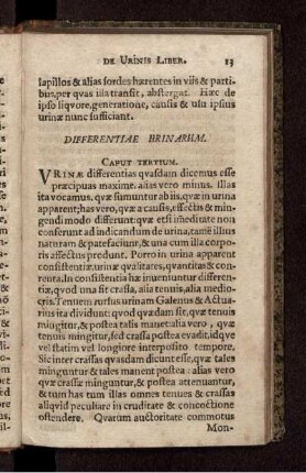 Differentiae Urinarum. Caput Tertium.