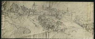 Zeichnung mit hügeliger Landschaft