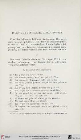 Inventare von Bartholomeus Eggers