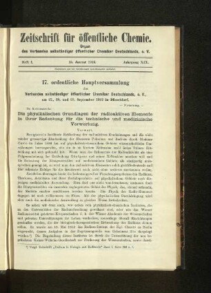 Heft I. 15. Januar 1913. Jahrgang XIX.