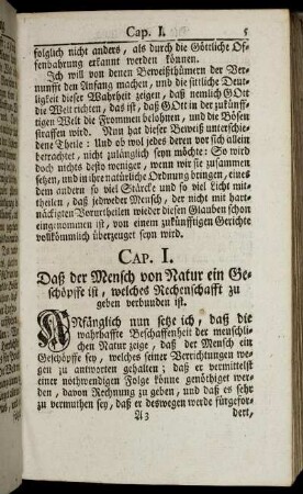 Cap. I. Daß der Mensch von Natur ein Geschöpffe ist, welches Rechenschafft zu geben verbunden ist.