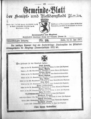 1917,23: Nr. 23, 10. Juni 1917