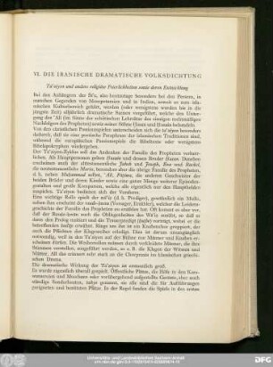 VI. Die Iranische Dramatische Volksdichtung