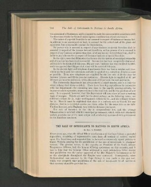 The Sale of Intoxicants to Natives in South Africa.