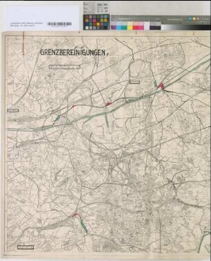 Stadt- und Landkreis Essen mit Umgebung [Nur obere Hälfte!; mit Eintragung der Grenzbereinigungen, mit Osterfeld, Bottrop, Karnap, Buer, Mülheim].