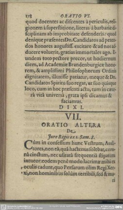 Oratio VII. Oratio Altera De Iure Regis ex 1. Sam. 8