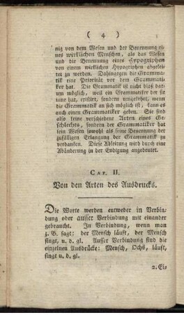 Cap. II. Von den Arten des Ausdrucks.