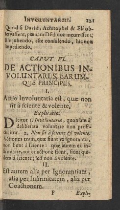Caput VI. De Actionibus Involuntariis, Earumque Principiis.