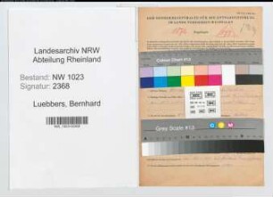 Entnazifizierung Bernhard Luebbers , geb. 23.07.1888 (Postbetriebswart)