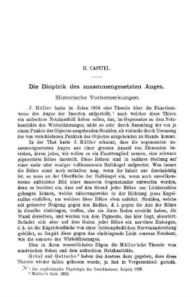II. Capitel. Die Dioptrik des zusammengesetzten Auges
