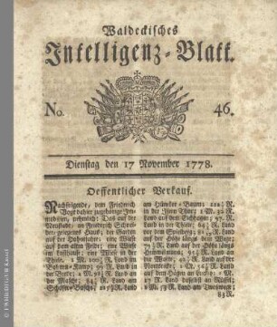 No. 46. Dienstag den 17 November 1778