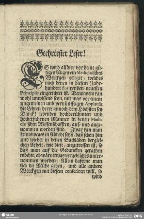 Geehrtester Leser!