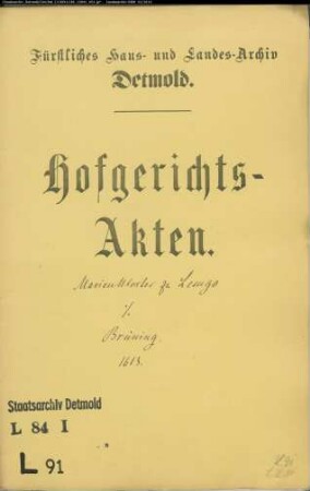 Lemgo, Marienkloster zu gegen Henrich Brüning zu Entrup - Schuldforderung