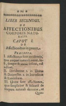 Caput I. De Affectionibus in genere.