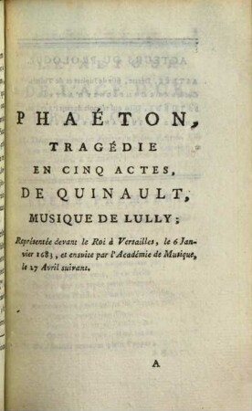Phaéton : Tragédie ; En Cinq Actes