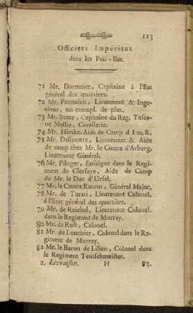 Officiers Imperiaux dans les Païs-Bas. - Des Officiers Danois.