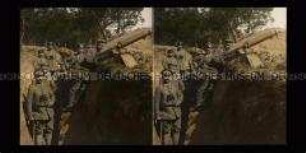Soldaten am Maschinengewehr in Stellung, Vogesen