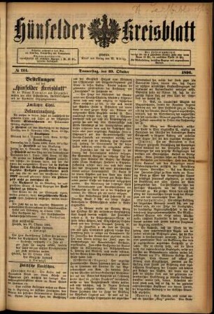 Ausgabe vom Donnerstag, den 29. Oktober 1896.