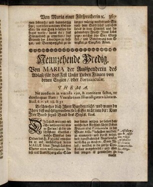 367-389, Neunzehende Predig. Von Maria der Ausspenderin des Ablaß /...