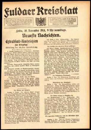 Erste Ausgabe vom Dienstag, den 10. November 1914.