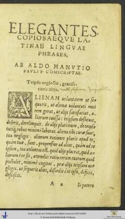 Elegantes Copiosaeque Latinae Linguae Phrases