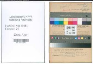 Entnazifizierung Artur Zinke , geb. 28.09.1912 (Schlosser)