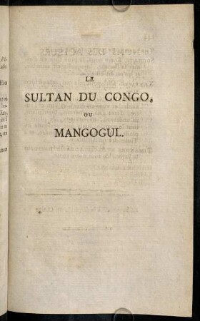 Le Sultan du Congo,...